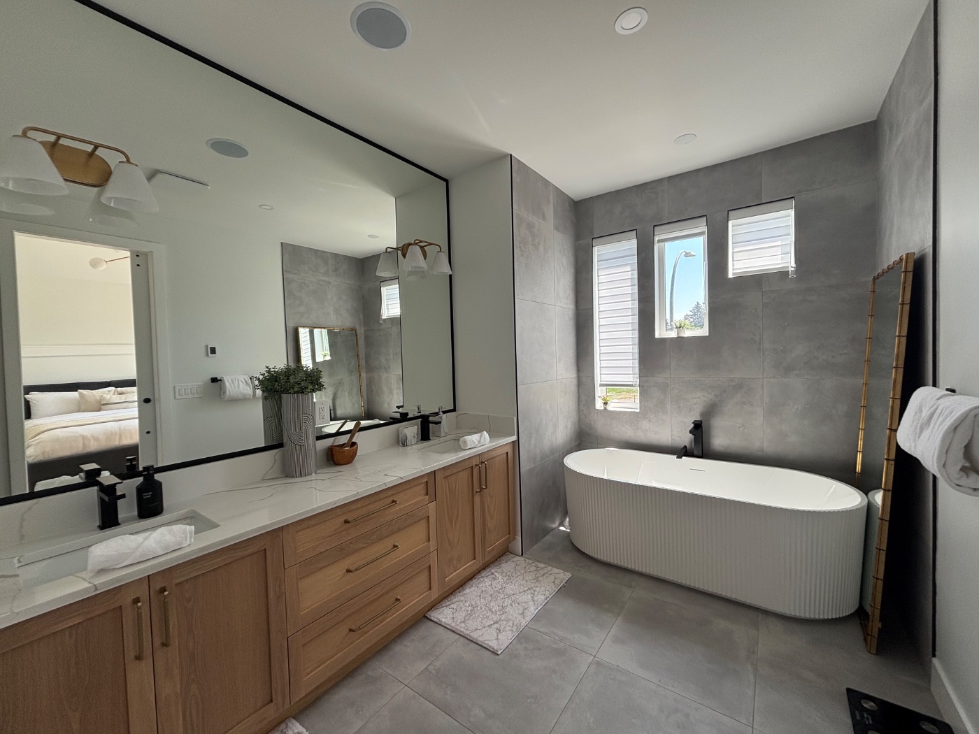 Luxury bathroom cleaned to hotel standard in a Calgary Airbnb